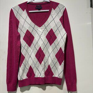 Tommy Hilfiger  sweater for women size medium pink and white in color